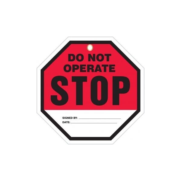 Accuform Octo-Tags, STOP DO NOT OPERATE, 8inx 8in, PF-Cardstock, 25PK TAP844CTP - main